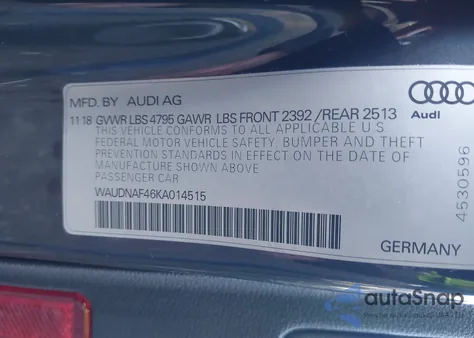 2019 Audi A4 45 Premium z USA, uszkodzony, nr VIN WAUDNAF46KA014515